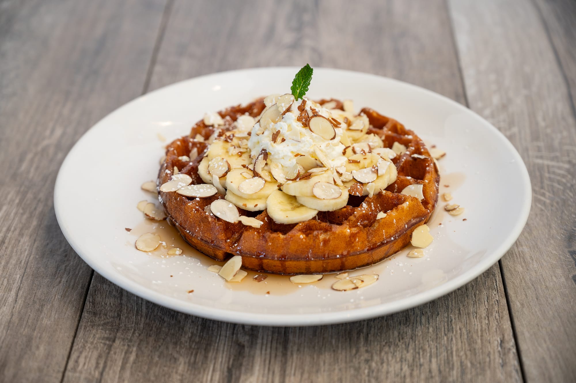 Butter almond waffle at Crepeccino