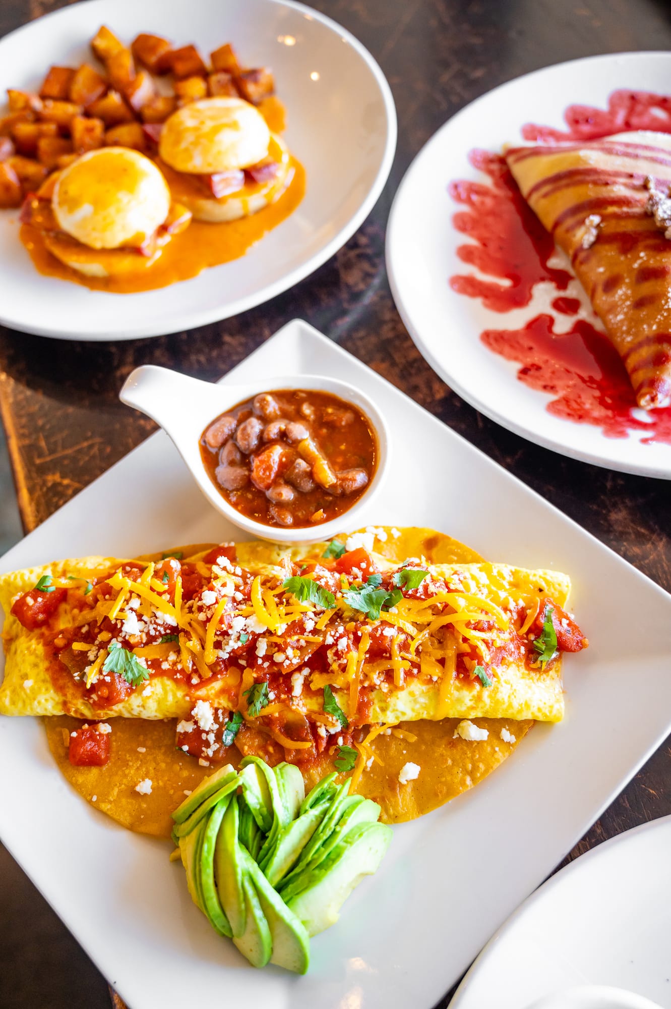 Crepeccino Ranchero omelette breakfast plate