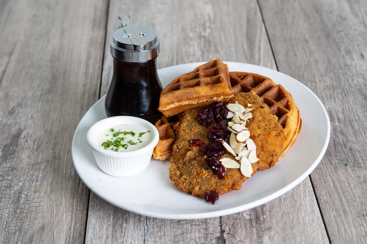 Chicken & waffles at Crepeccino