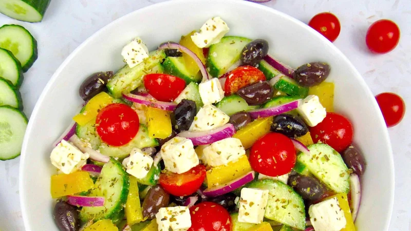 Greek Salad dish at Crepeccino
