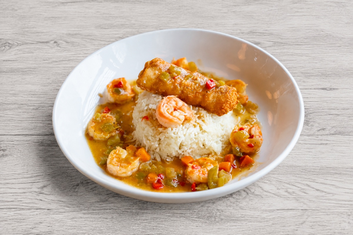 Fish Creole dish at Crepeccino