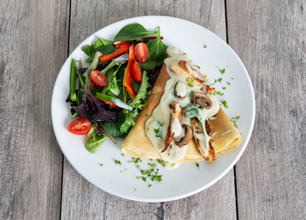 Chicken Florentine Crêpe dish at Crepeccino