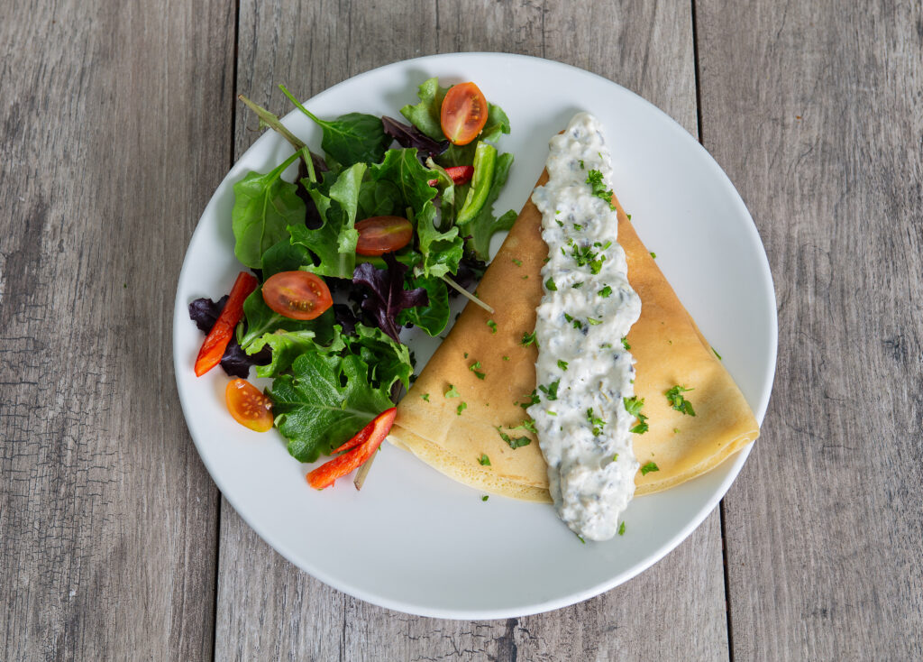 Herb Ricotta & Feta Cheese Crêpe dish at Crepeccino
