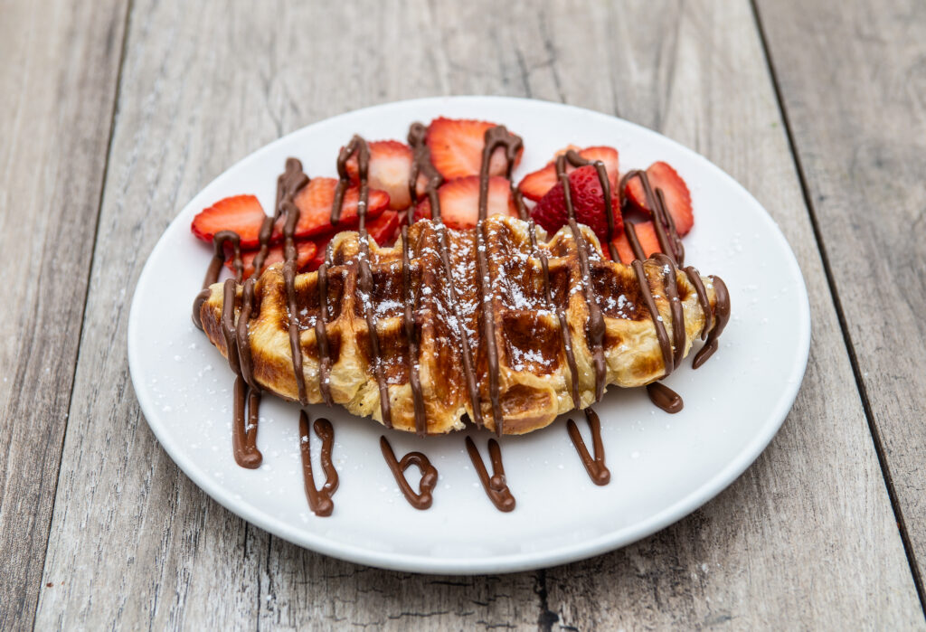 Nutella Strawberry Croffle dish at Crepeccino