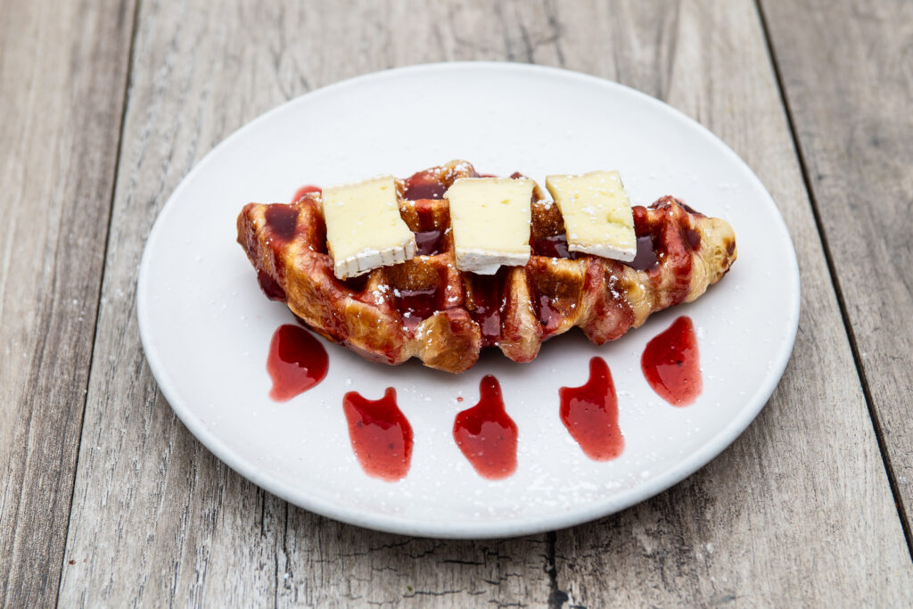 Raspberry Brie Croffle dish at Crepeccino