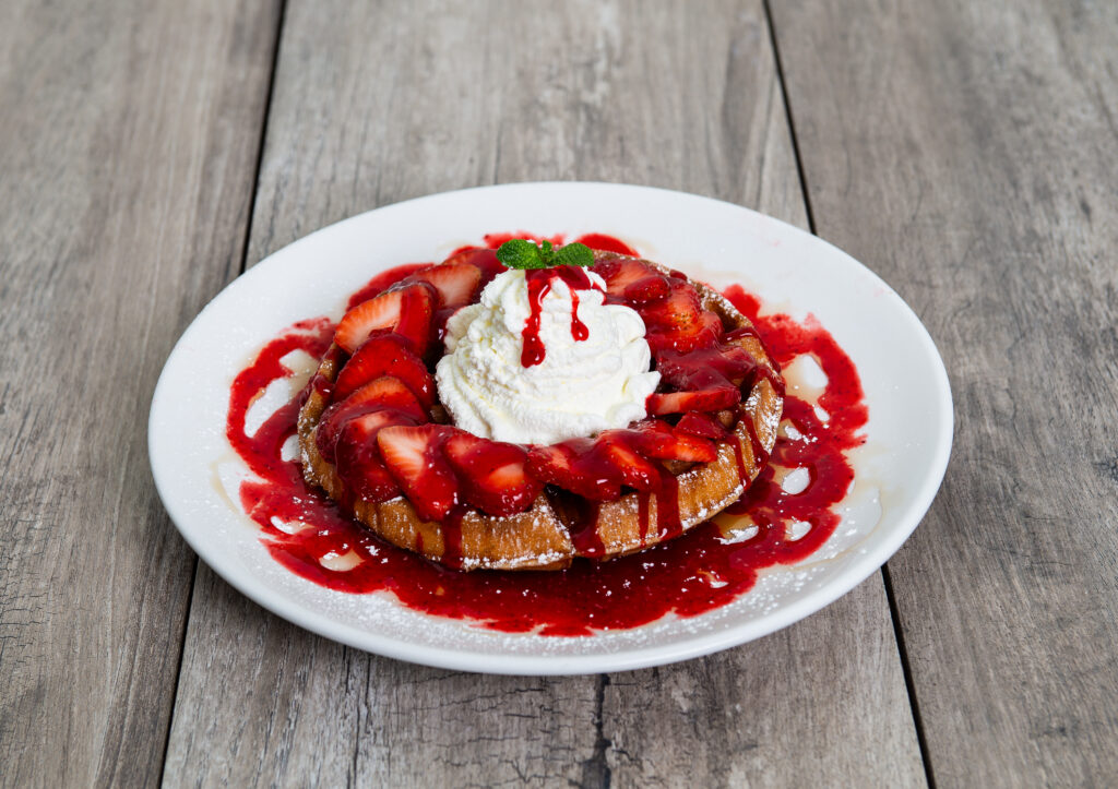 Strawberry Cream Waffle dish at Crepeccino